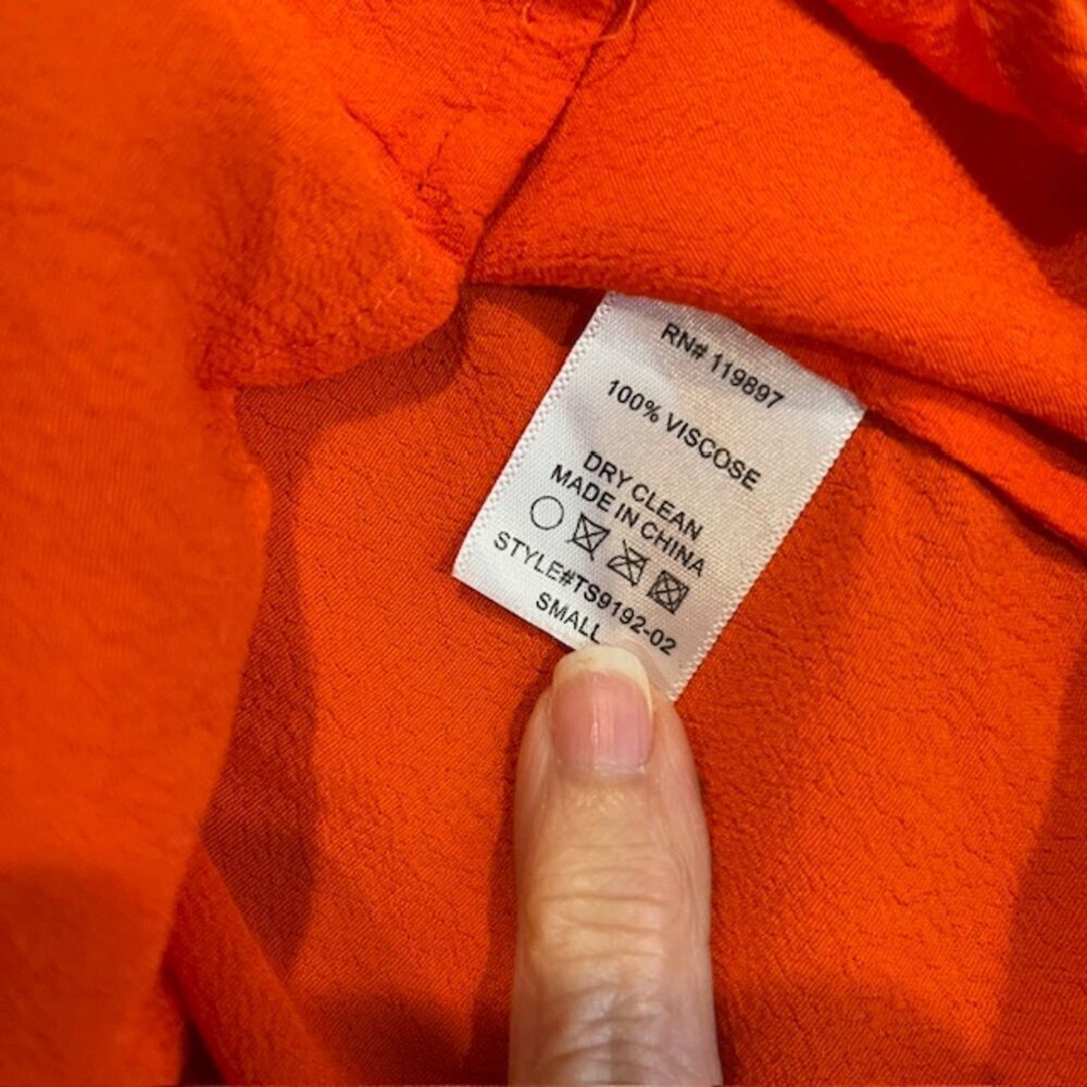 Article Crepe Blouse Split Neck Pintuck Detail Breezy Orange Size Small - Picture 5 of 8